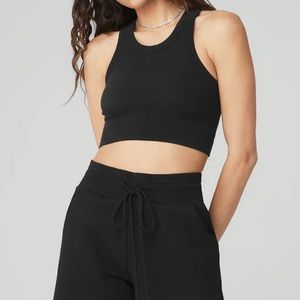 Alo Yoga Black SEAMLESS DELIGHT HIGH NECK BRA